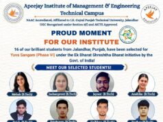 Apeejay Institute of Management & Engineering के छात्रों का चयन भारत सरकार की पहल के तहत IIT पटना में आयोजित प्रतिष्ठित ‘युवा संगम चरण VI’ कार्यक्रम के लिए हुआ है।” – डॉ. राजेश बग्गा, निदेशक