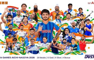 जापान के आइची-नागोया में हुए एशियन गेम्स 2026 में भारत के गोल्ड मेडल में एलपीयू के खिलाड़ियों का 62% योगदान रहा