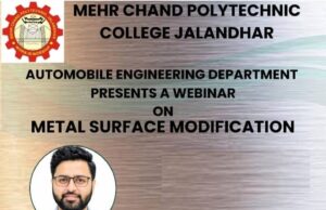 मेहर चंद पॉलिटेक्निक कॉलेज में “Metal Surface Modification” विषय पर वेबिनार आयोजित
